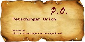 Petschinger Orion névjegykártya